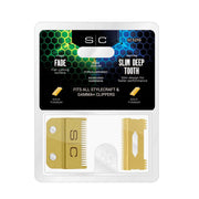 StyleCraft Clipper Blade Set - Gold Fixed Fade Blade with Slim Deep Tooth Cutter